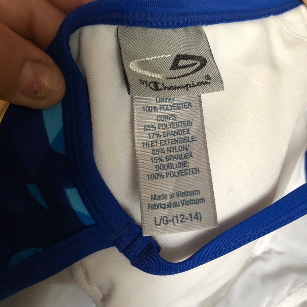 Champion blue graphic  racerback tank swimsuit L - Picture 3 of 4